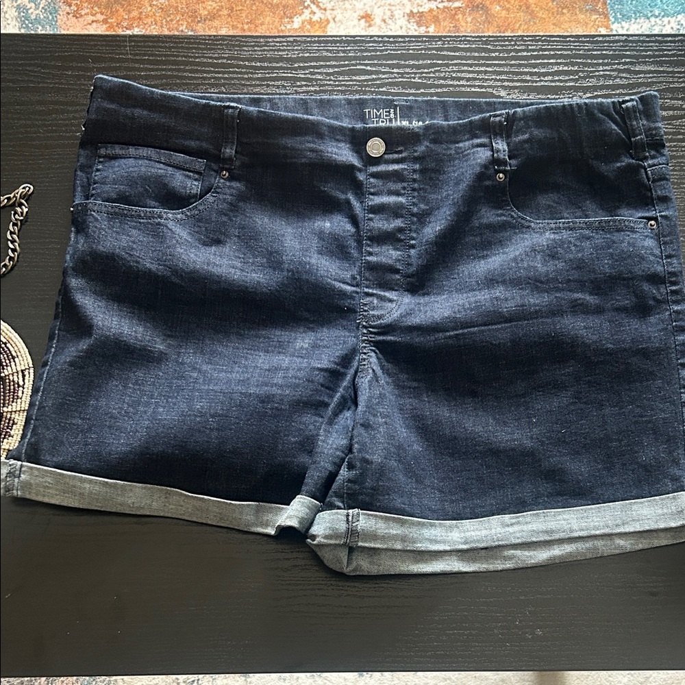 Time and Tru Dark Blue Jean Shorts - Picture 1 of 10